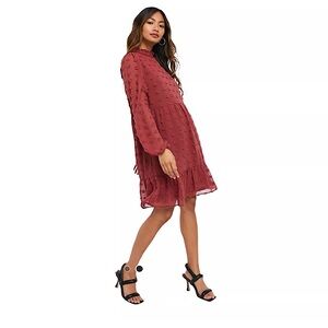 Vero Moda Mini Smock Dress with Textured Spots Red Size: Small
